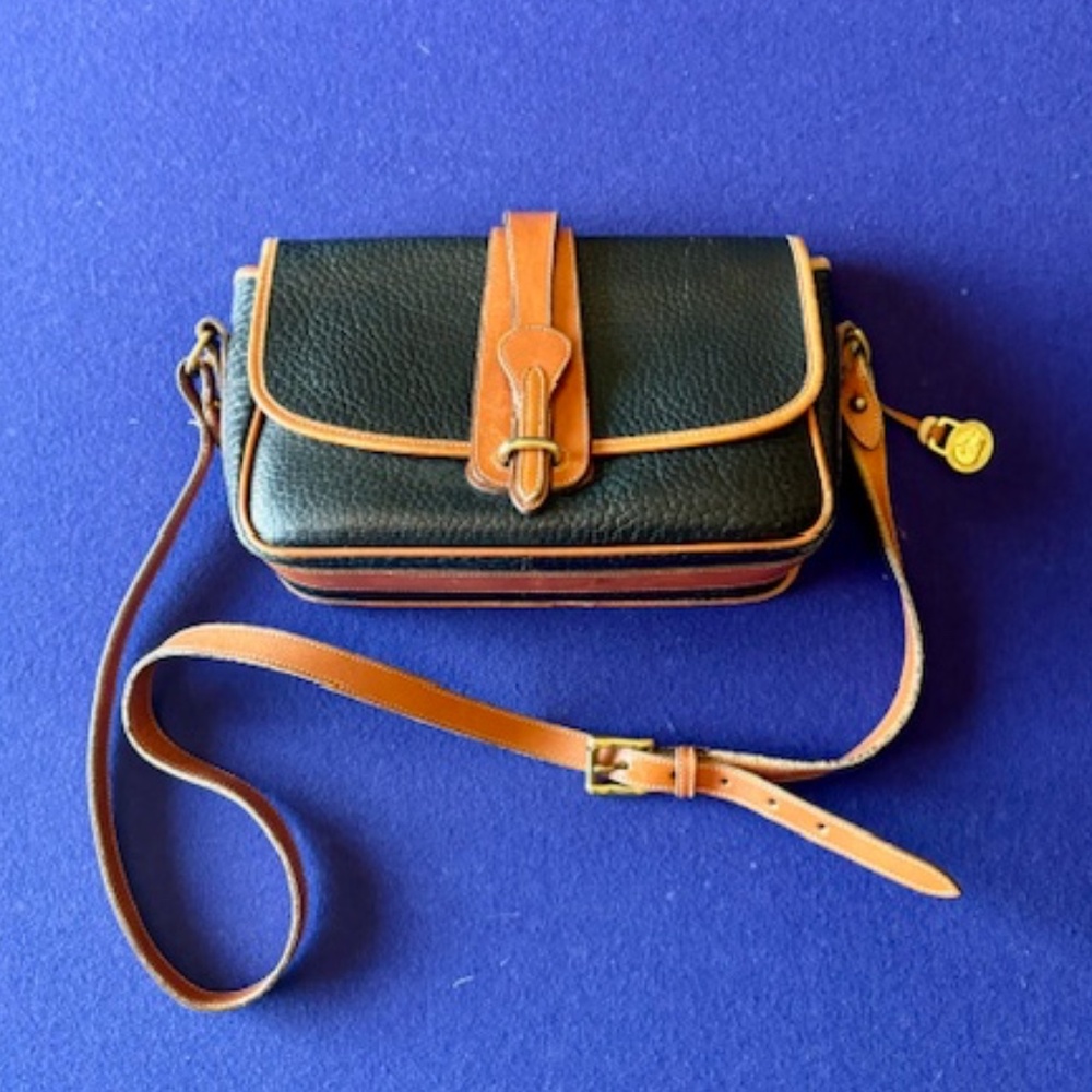 Dooney & Bourke Black & Brown Leather Adjustable Shoulder Handbag